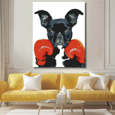 Painting by Numbers Art Black Dog with Red Boxing Gloves
